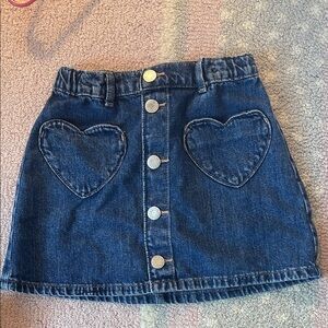 H&M Dark Blue Denim Button-Front Mini Skirt with Heart Pockets